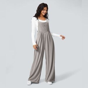 Halara waffle knit waffle gray overalls